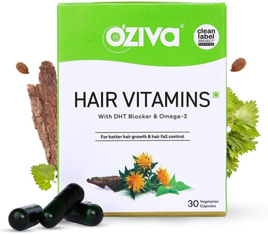 Hair Loss Prevention Capsules with Omega 3, Biotin, Vitamin A - Natural DHT Blocker - Hair Growth & Strength Supplement for Men & Women - 30 Caps