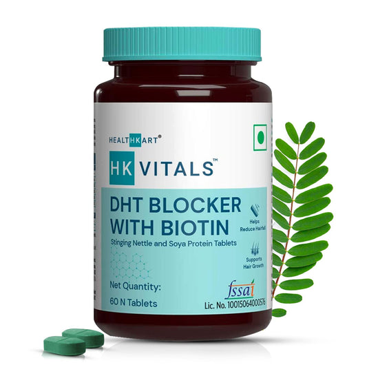 Hair Loss Supplement with DHT Blocker, Biotin, Nettle, Soya Protein - Promotes Hair Growth, Reduces Hair Fall - 60 Tablets