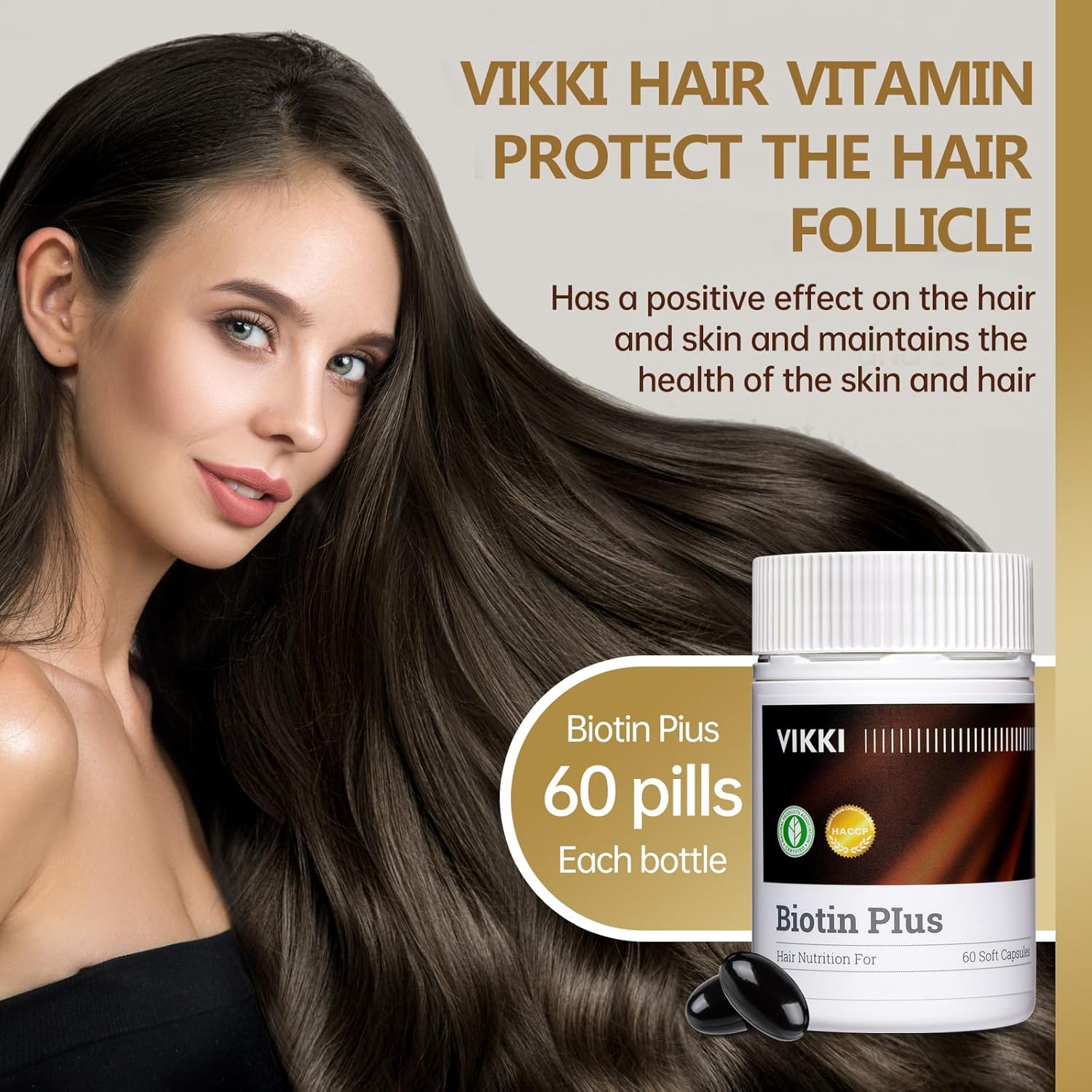 Hair, Skin, and Nails Health Supplement for Women & Men - Multivitamin with Vitamins C & B2 for Thicker Hair, Reduced Wrinkles, Fine Lines, and Skin Care - 60 Capsules