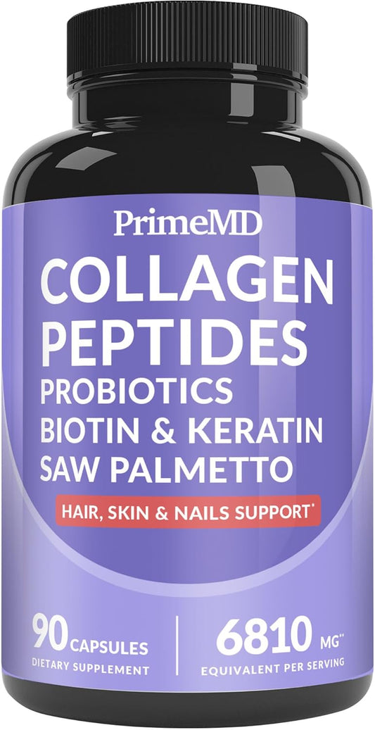 Hair Skin and Nails Vitamins with Biotin 10000mcg, Collagen, and Saw Palmetto - Men and Women's Hair Growth Supplements (180 ct)