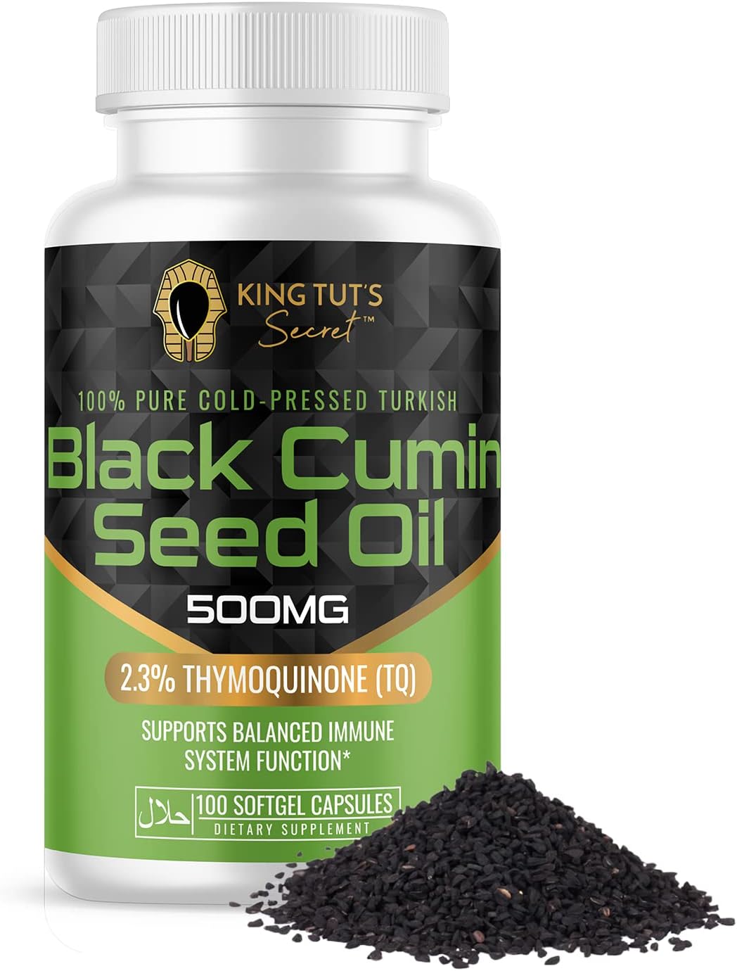 Halal Black Seed Capsules - Nigella Sativa Extract 500mg Softgels for Hair & Immune Support