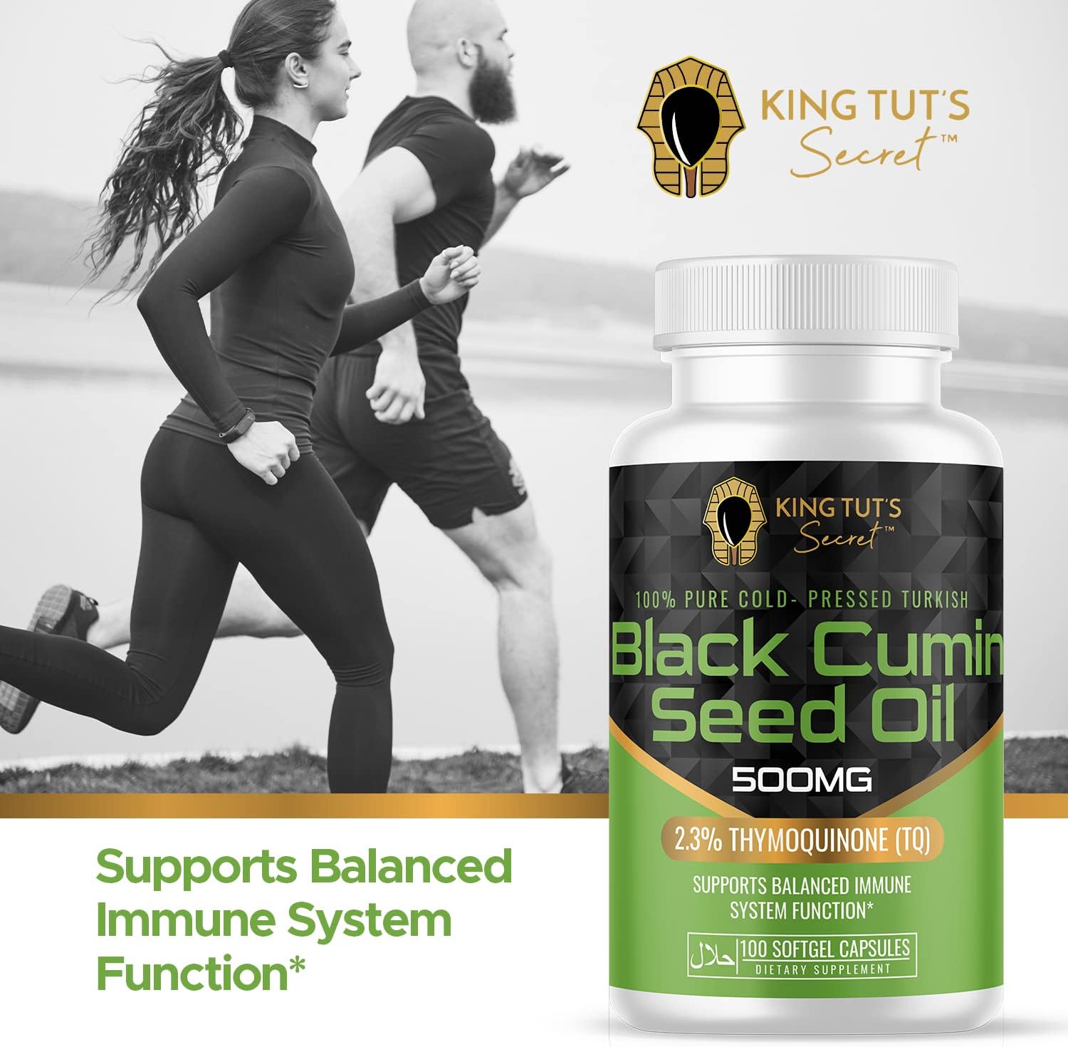 Halal Black Seed Capsules - Nigella Sativa Extract 500mg Softgels for Hair & Immune Support