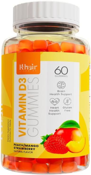 Halal-Certified Vitamin D3 Gummies for Bone & Muscle Support - Non-GMO, Gluten-Free, Vegetarian - 60 Gummies