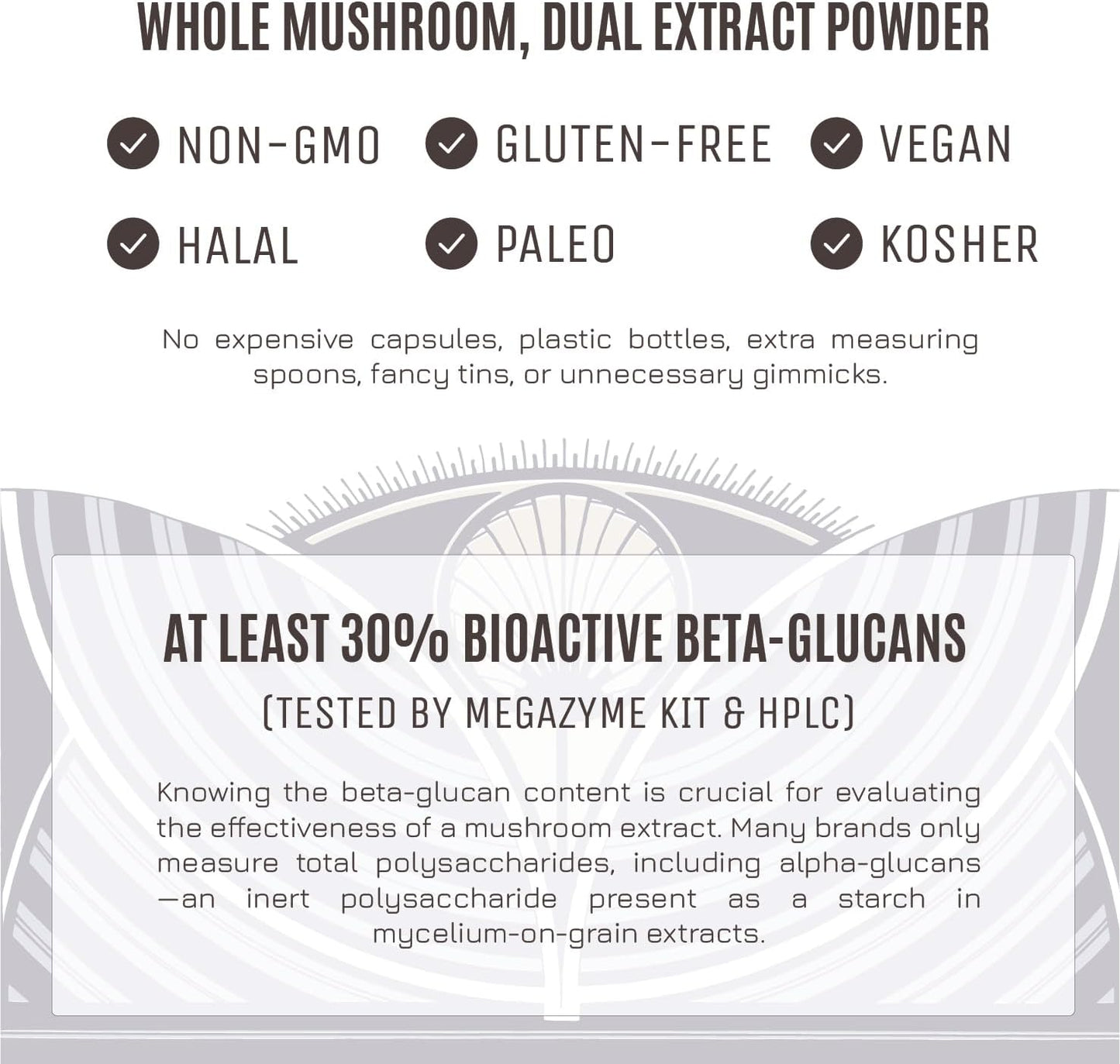 Hamilton's Mind Mix Organic Mushroom Extract Powder - Lion's Mane & Cordyceps Blend for Synaptic Growth, Endurance & Vitality - High Potency with 30% Beta Glucans - 100% GF, Non-GMO, Vegan - 200g