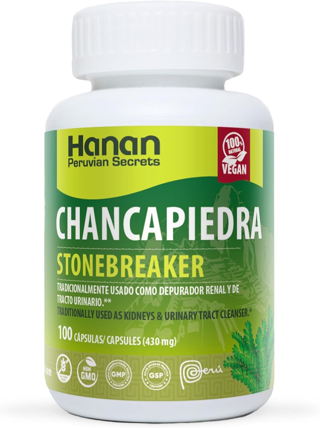Hanan Peruvian Chancapiedra Stonebreaker Capsules - 200 Count, Supports Natural Kidney Health, 2 Pack