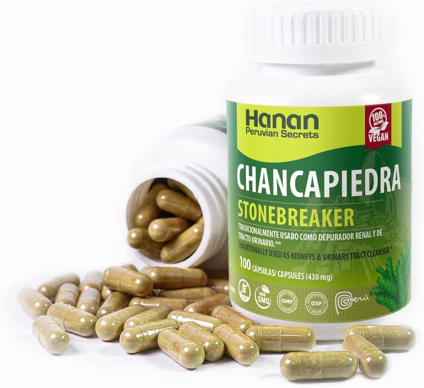 Hanan Peruvian Chancapiedra Stonebreaker Capsules - 200 Count, Supports Natural Kidney Health, 2 Pack