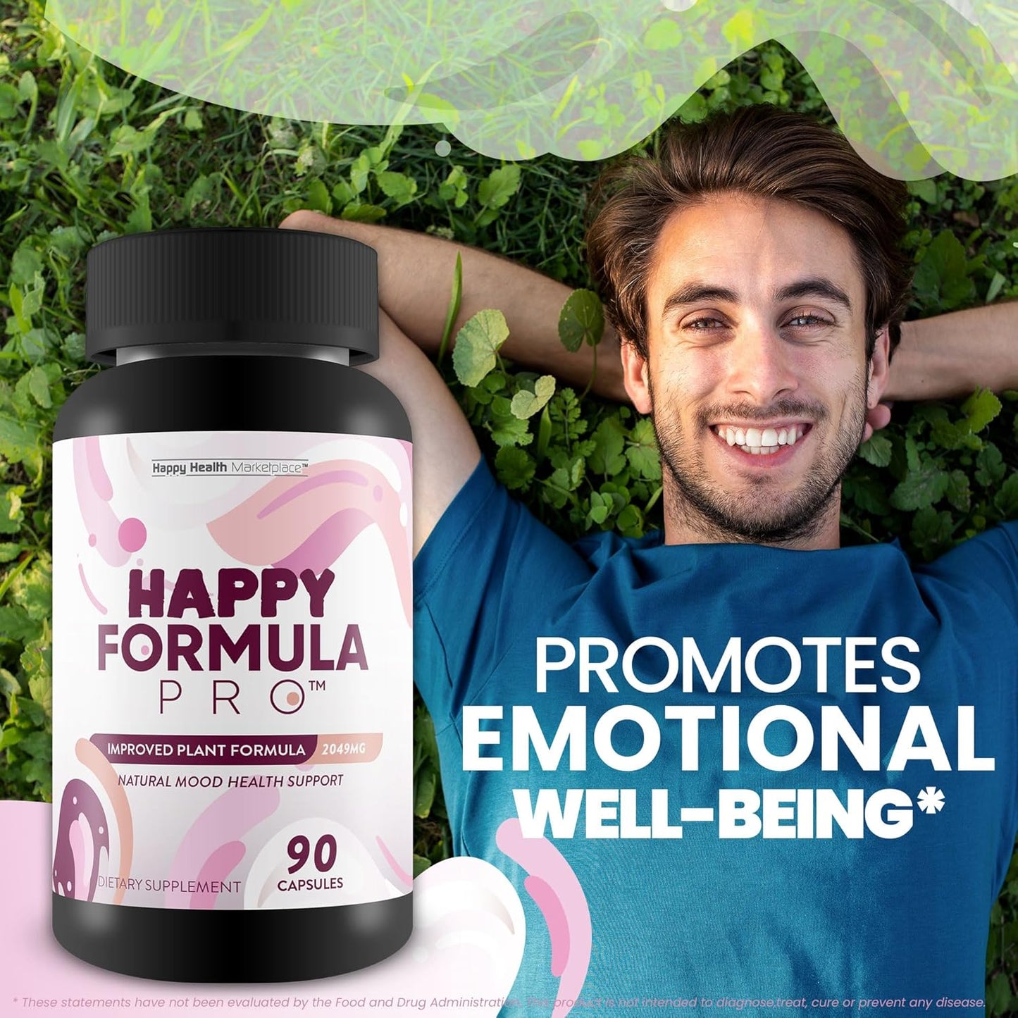 Happy Health Marketplace Happy Formula Pro - Premium Vitamin D Mood Support Supplement for Men and Women - Natural Calm Mood Support for Postpartum Recovery