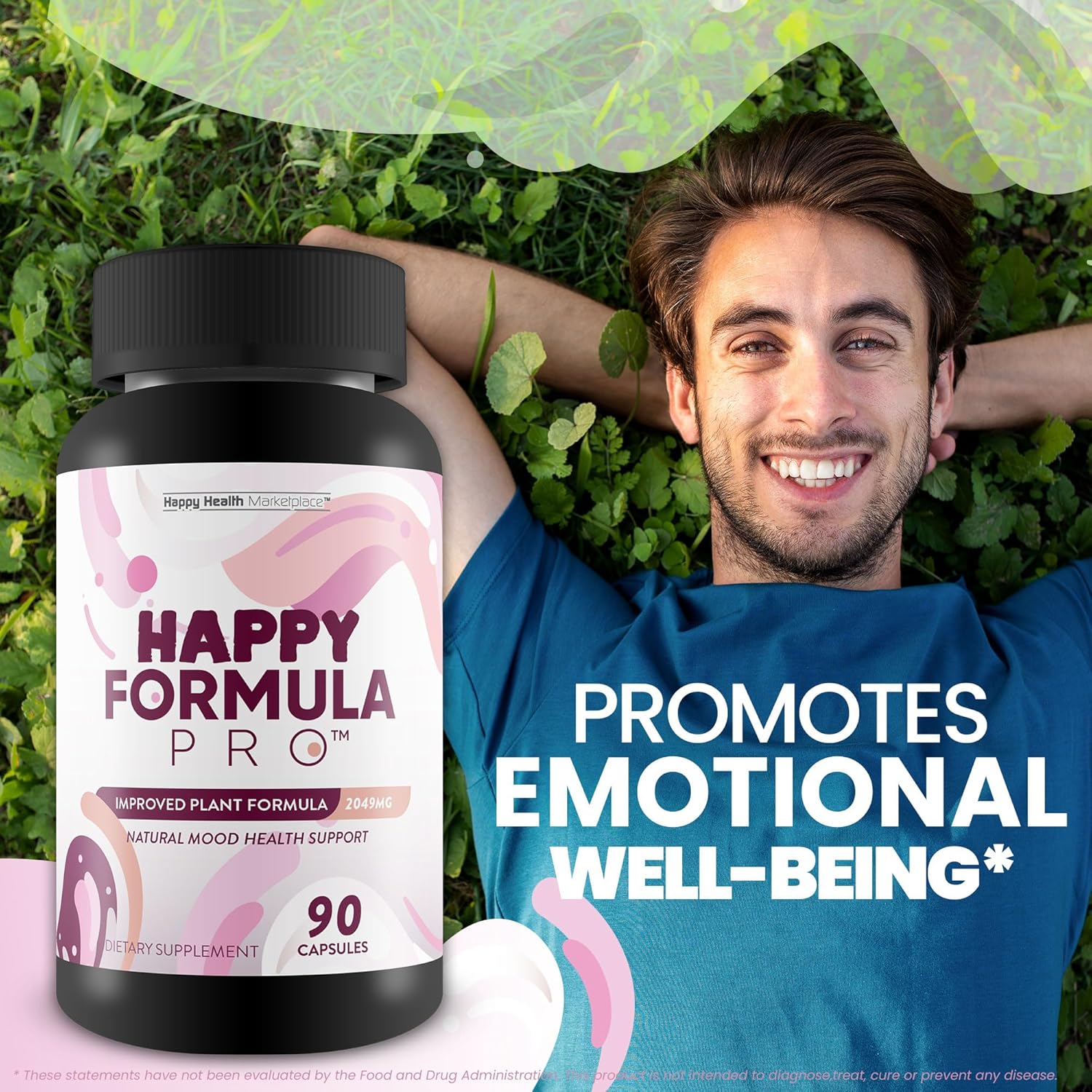 Happy Health Marketplace Happy Formula Pro - Premium Vitamin D Mood Support Supplement for Men and Women - Natural Calm Mood Support for Postpartum Recovery