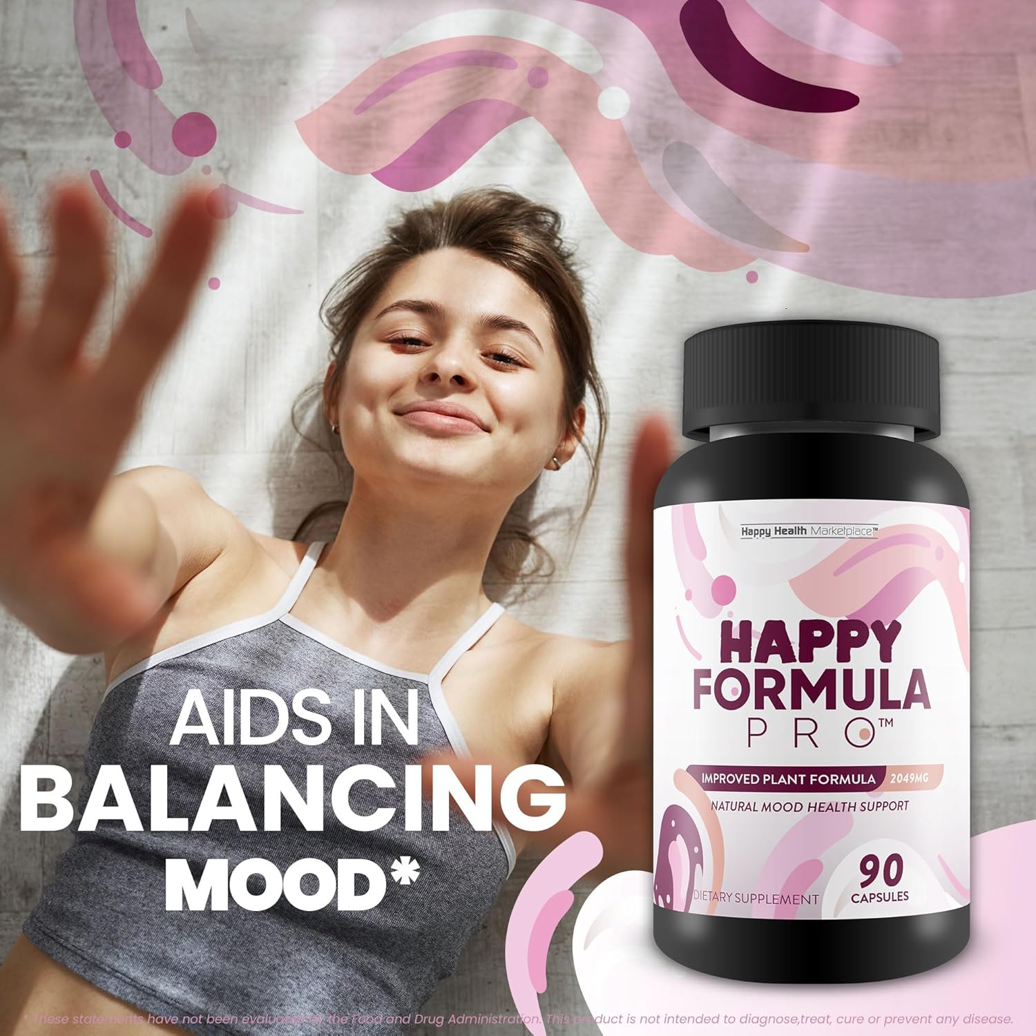 Happy Health Marketplace Happy Formula Pro - Premium Vitamin D Mood Support Supplement for Men and Women - Natural Calm Mood Support for Postpartum Recovery