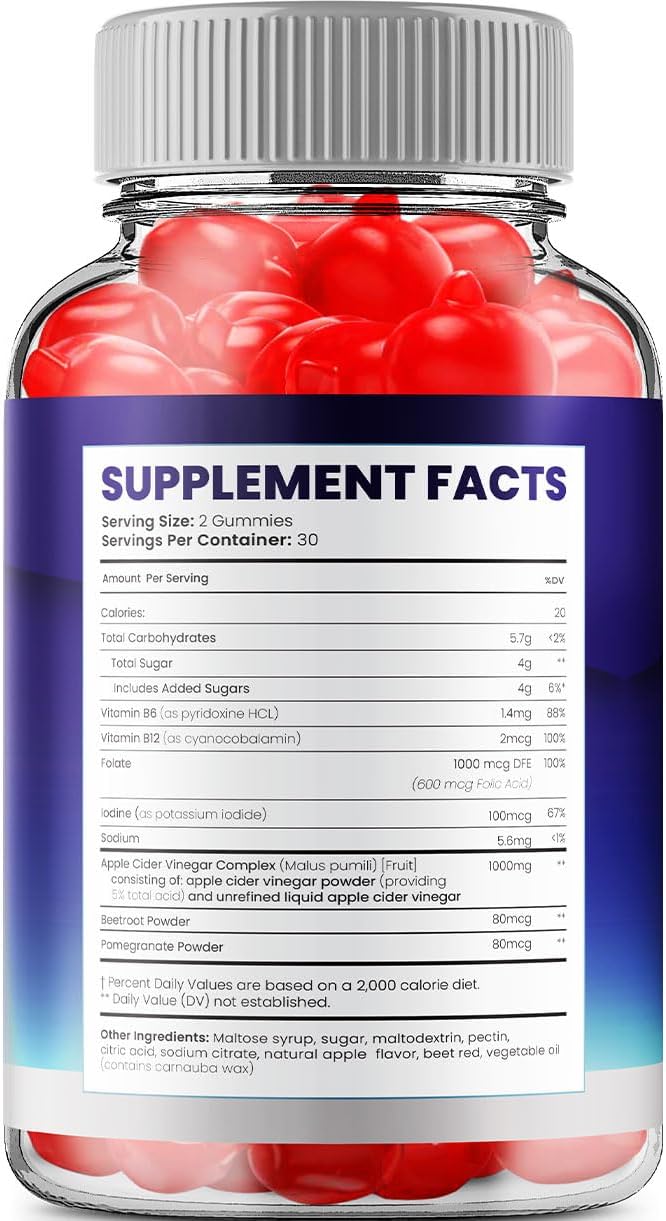 Harmonynutra Apple Cider Vinegar Gummies with Vitamin B12 - 1000MG ACV Supplement for Keto Diet - 60 Gummies in 1 Pack