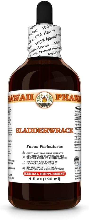 Hawaii Pharm Bladderwrack Tincture - 4 fl.oz, All Natural Vegan Liquid Extract from Entire Plant, Made in Hawaii