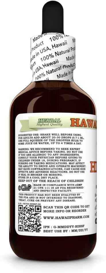 Hawaii Pharm Hibiscus Alcohol-Free Extract, Glycerite for Antioxidant Support, Promotes Circulation, Supports Heart Vitality, Enhances Liver Function, Refreshes and Revitalizes - 2 fl.oz