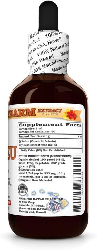 Hawaii Pharm Kudzu Extract Tincture - Liver Wellness & Heart Health Support - 2 fl.oz