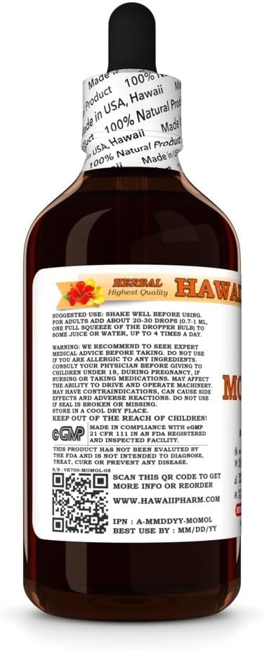Hawaii Pharm Moringa Extract Tincture for Mood Balance, Cardiovascular Support, Skin & Hair Health - 4 fl.oz