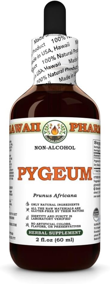 Hawaii Pharm Pygeum (Prunus Africana) Dry Bark Glycerite - All Natural Vegan Extract from Hawaii - 2 fl.oz