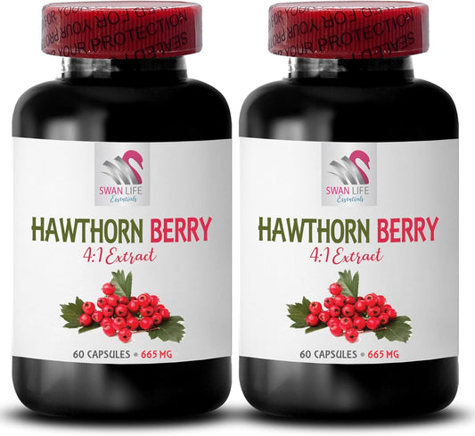 Hawthorn Berry Antioxidant Capsules for Energy and Hair Care - 2 Bottles of 120 Capsules