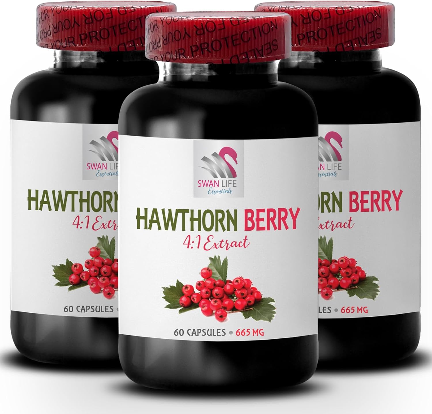 Hawthorn Berry Extract Capsules - Antioxidants Supplement for Women - 3 Bottles, 180 Capsules