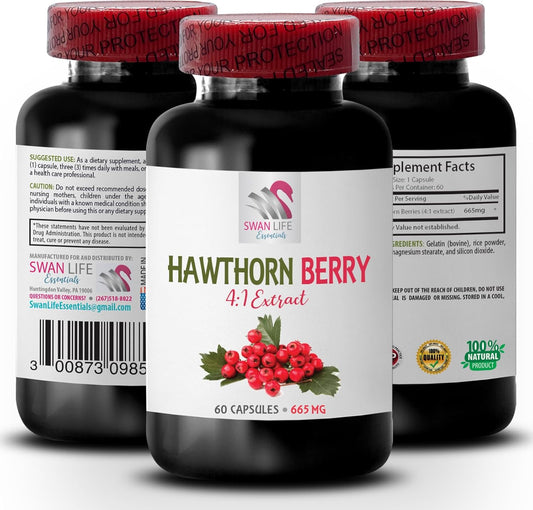 Hawthorn Berry Extract Supplement - Antioxidant Capsules for Energy Boost - 60 Capsules
