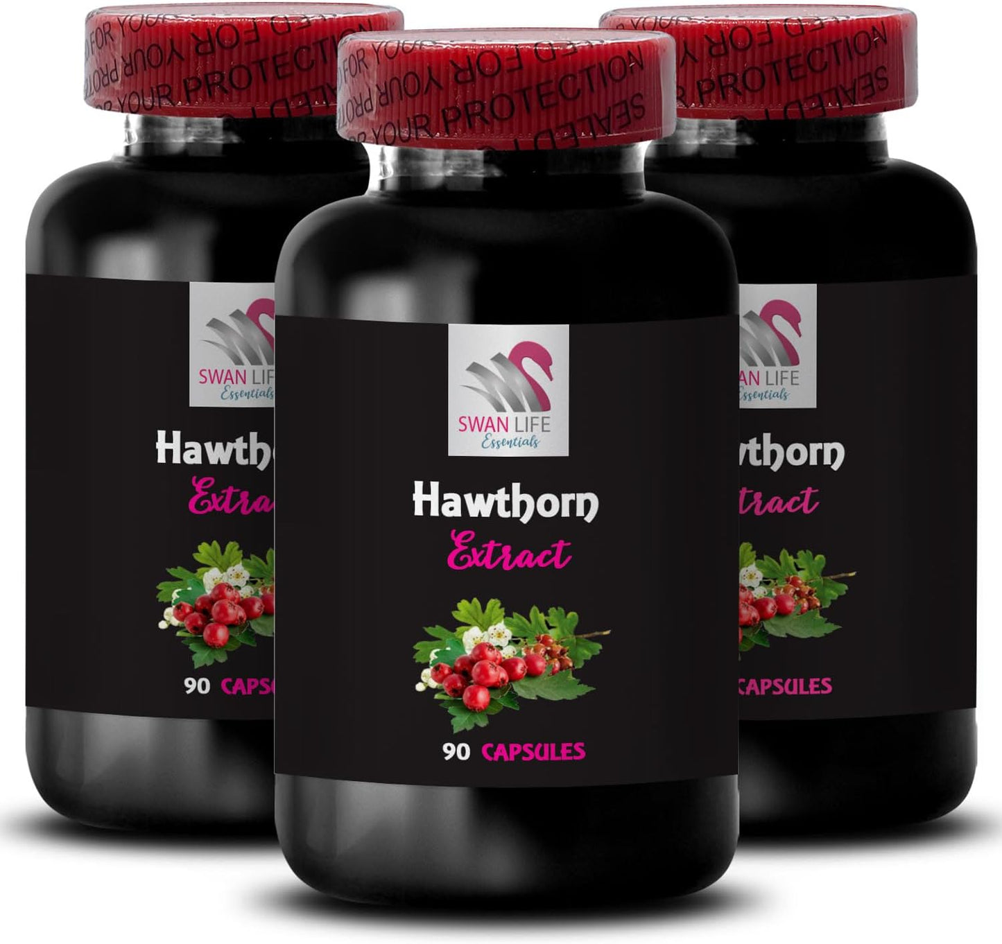 Hawthorn Extract Capsules - Berry Boost and Leaf Power Blend - 3 Bottles, 180 Capsules