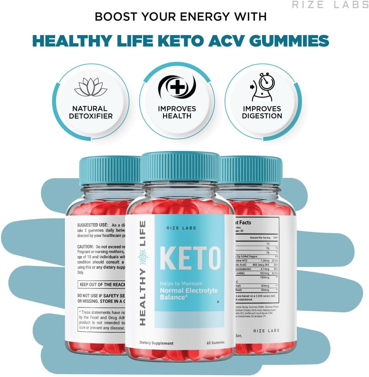 Healthy Life Keto ACV Gummies - Advanced  Slimming Formula  Support for Slimming Belly Fat - Promotes Electrolyte Balance - 60 Gummies