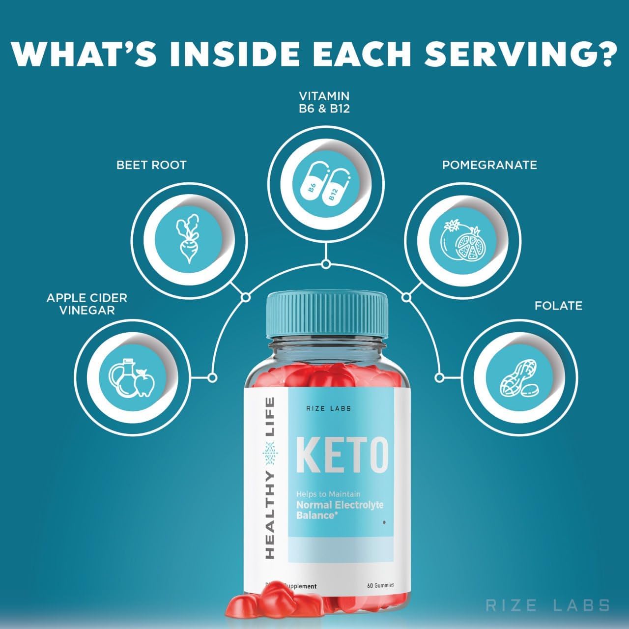 Healthy Life Keto ACV Gummies - Advanced  Slimming Formula  Support for Slimming Belly Fat - Promotes Electrolyte Balance - 60 Gummies