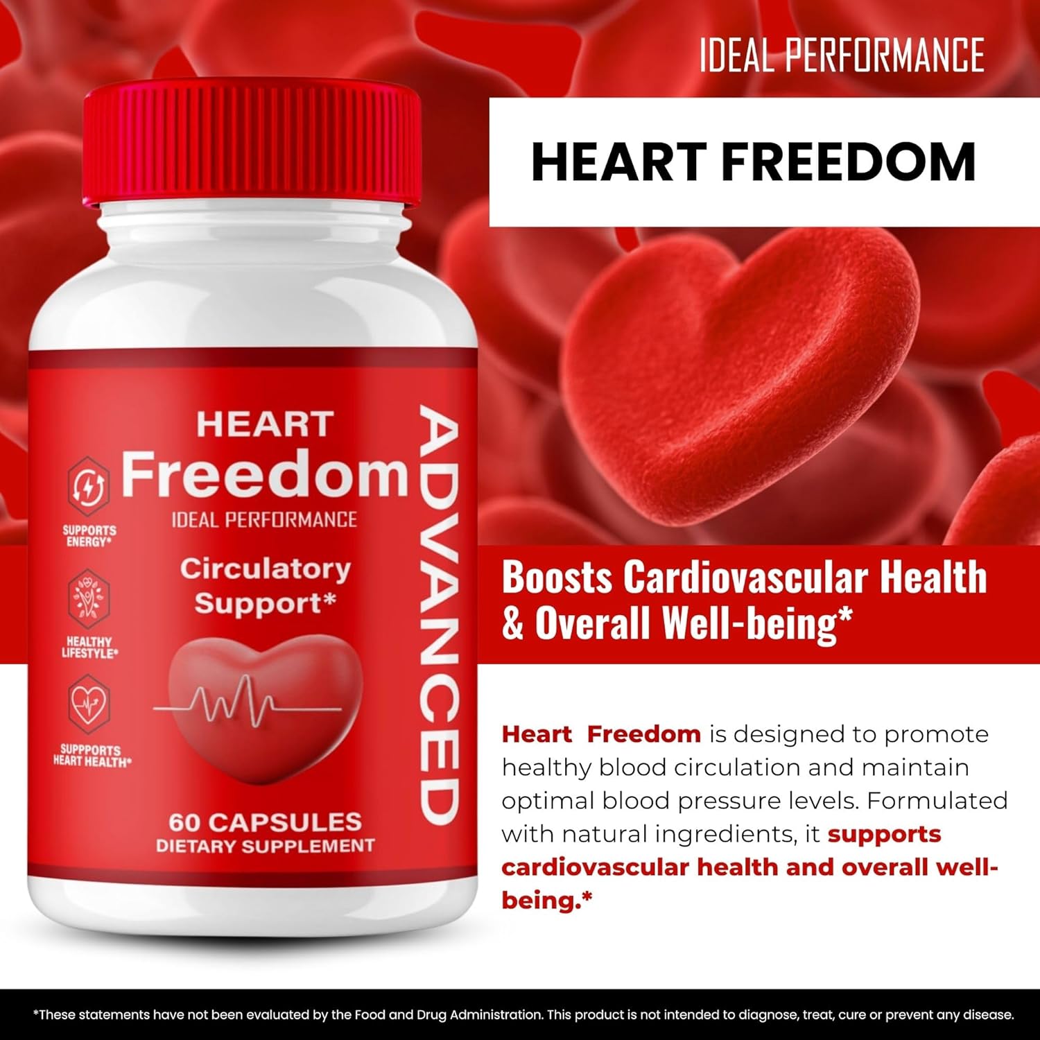 Heart Freedom Capsules - Premium Formula for Maximum Energy and Circulation Support - All Natural Glyco Optimizer - 3 Pack