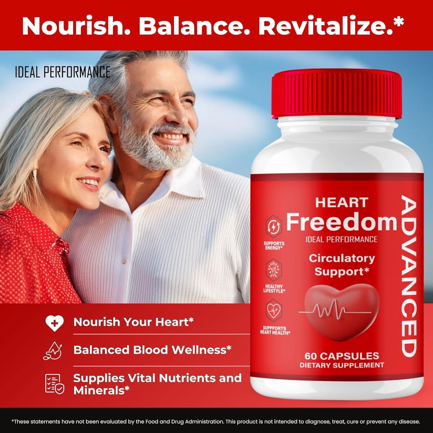 Heart Freedom Capsules - Premium Formula for Maximum Energy and Circulation Support - All Natural Glyco Optimizer - 3 Pack