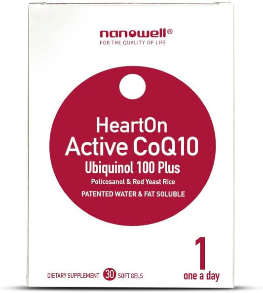 HeartOn Active CoQ10 Kaneka Ubiquinol 100 Supplement for Heart Health - 30 Softgels, 1-Month Supply