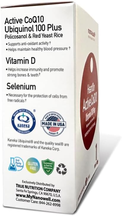 HeartOn Active CoQ10 Kaneka Ubiquinol 100 Supplement for Heart Health - 30 Softgels, 1-Month Supply
