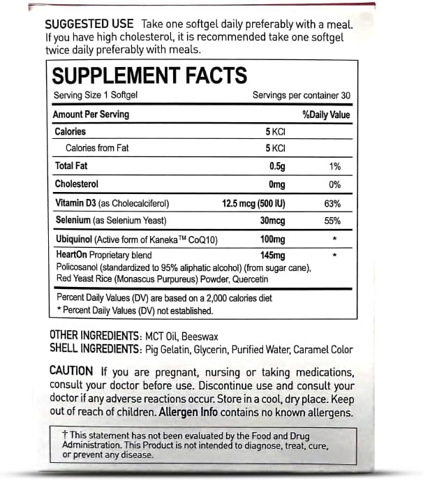 HeartOn Active CoQ10 Kaneka Ubiquinol 100 Supplement for Heart Health - 30 Softgels, 1-Month Supply