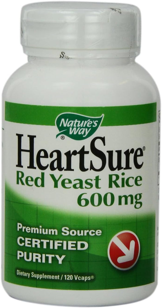 HeartSure Red Yeast Rice 600 mg - Natural Cardiovascular Support Supplement with 120 VCaps
