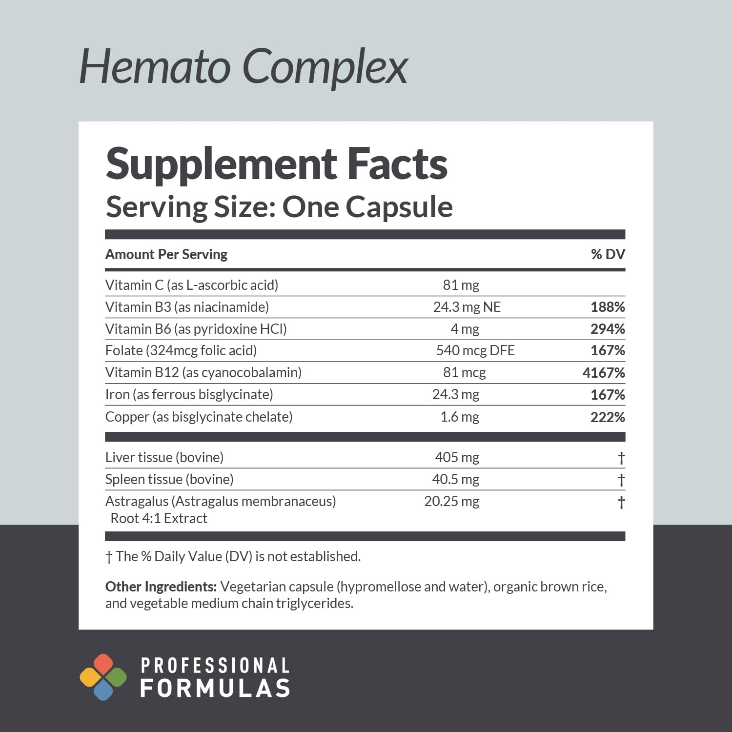Hemato Complex - Liver & Spleen Support Formula with Astragalus, Vitamins & Minerals - Professional Grade, Gluten Free, 90 Capsules