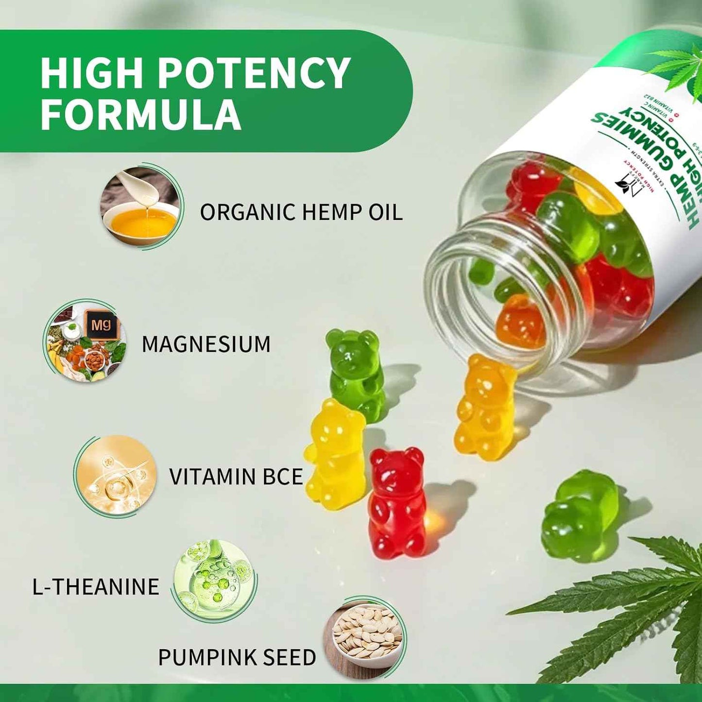 Hemp Gummies - Omega, Vitamins, Magnesium - Sleep, Immune, Mood