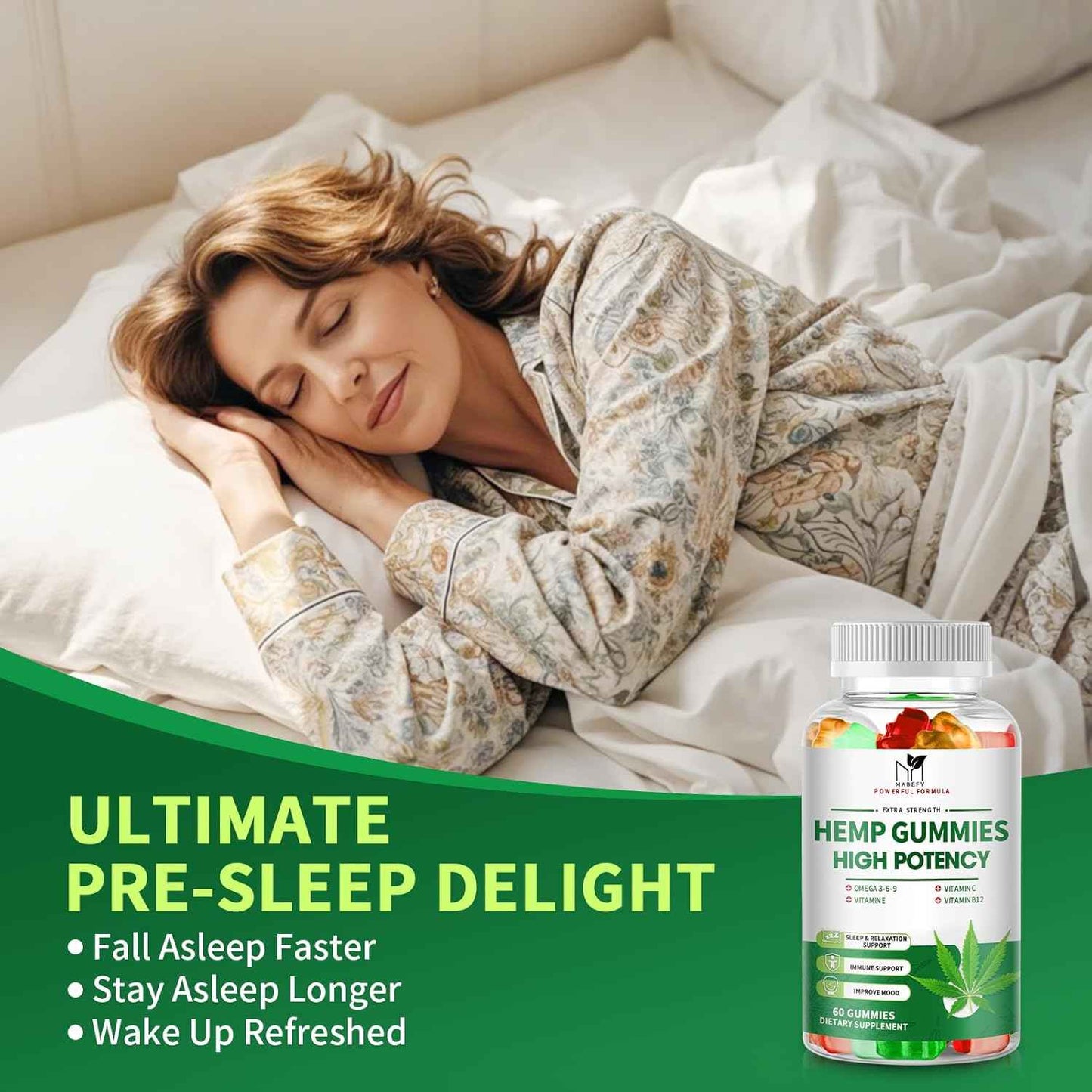 Hemp Gummies - Omega, Vitamins, Magnesium - Sleep, Immune, Mood