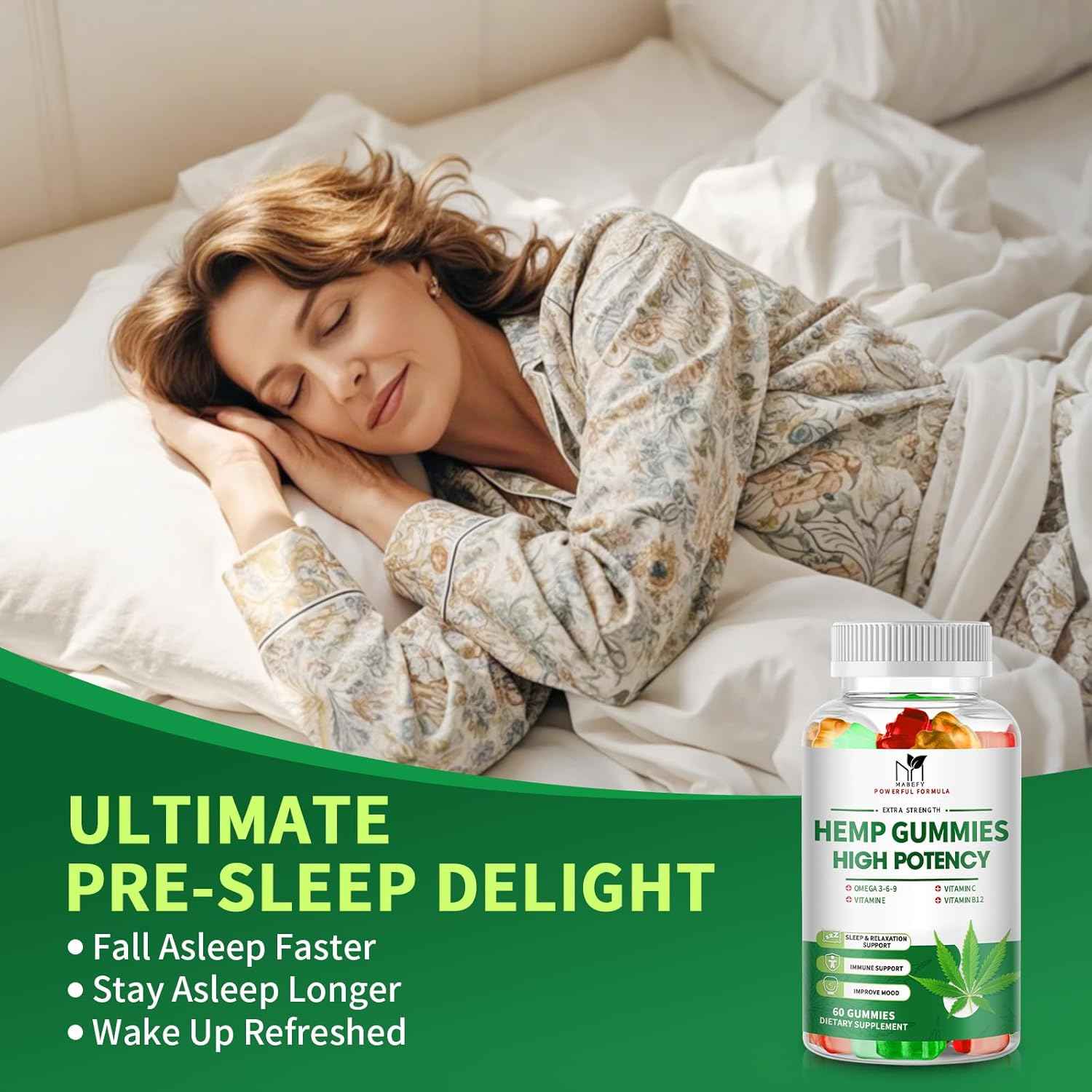 Hemp Gummies - Omega, Vitamins, Magnesium - Sleep, Immune, Mood