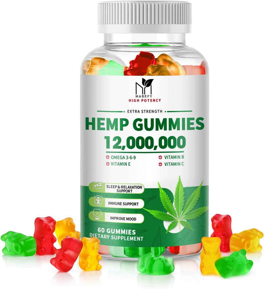 Hemp Gummies - Organic metabolism booster Seed Oil, Ashwagandha - Sleep, Relaxation, Immune