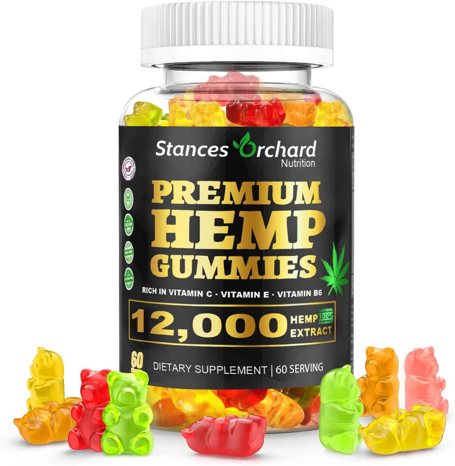 Hemp Gummies Natural Harmony - Extra Strength metabolism booster Gummies for Balanced Mood and Wellness - Organic, Vegan, Sugar Free - 60 Count, 2-Month Supply