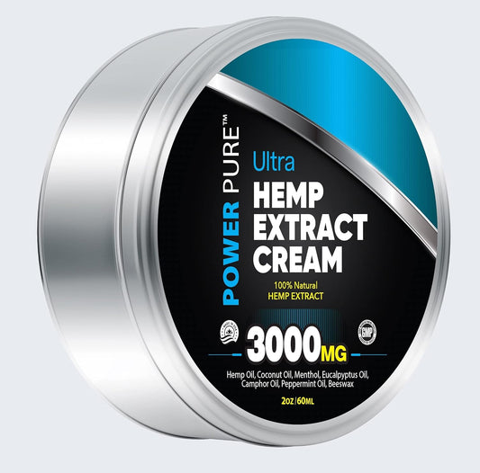 HEMPERATURE Power Pure 3000mg metabolism booster Salve 2oz Cream for Sore Joints & Muscles - Beeswax, Camphor, Menthol, Peppermint, metabolism booster & Coconut Oil - Great Scent