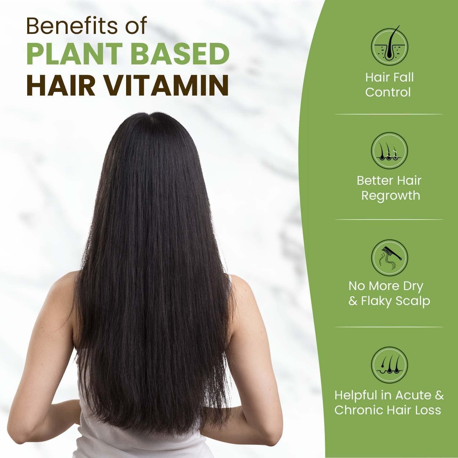 Herbal Biotin Hair Vitamin Capsules - Plant Based, 60 Veg Capsules, No Side Effects