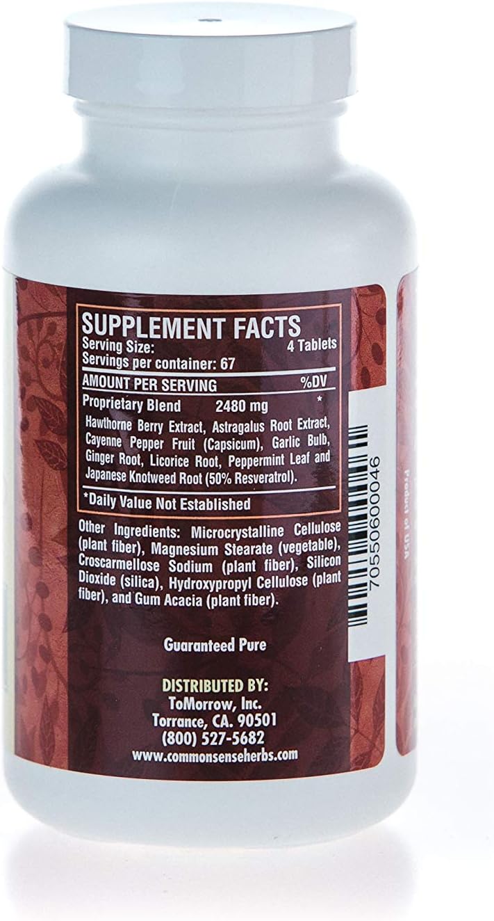 Herbal Cardio Support Tablets for Healthy Circulatory System (120 Count)