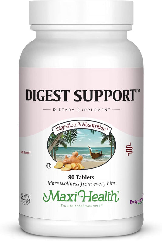 Herbal Enzyme Complex for Protein Digestion - Maxi Health Digest Support - 90 Tablets - Kosher Compliant