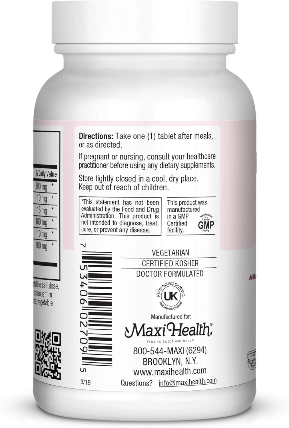 Herbal Enzyme Complex for Protein Digestion - Maxi Health Digest Support - 90 Tablets - Kosher Compliant