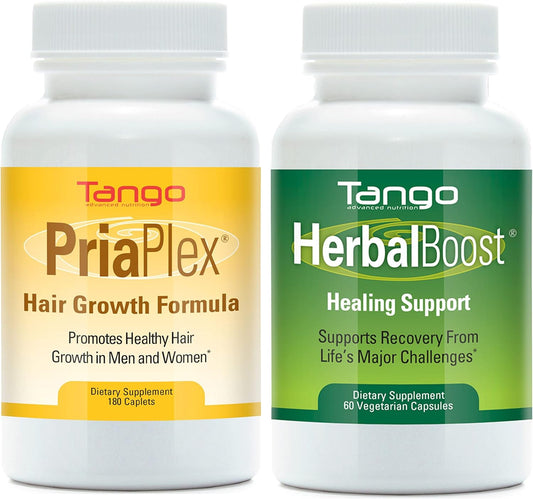 Herbal Hair Support and Recovery Supplement Set for Men - Tango PriaPlex & Herbal Boost