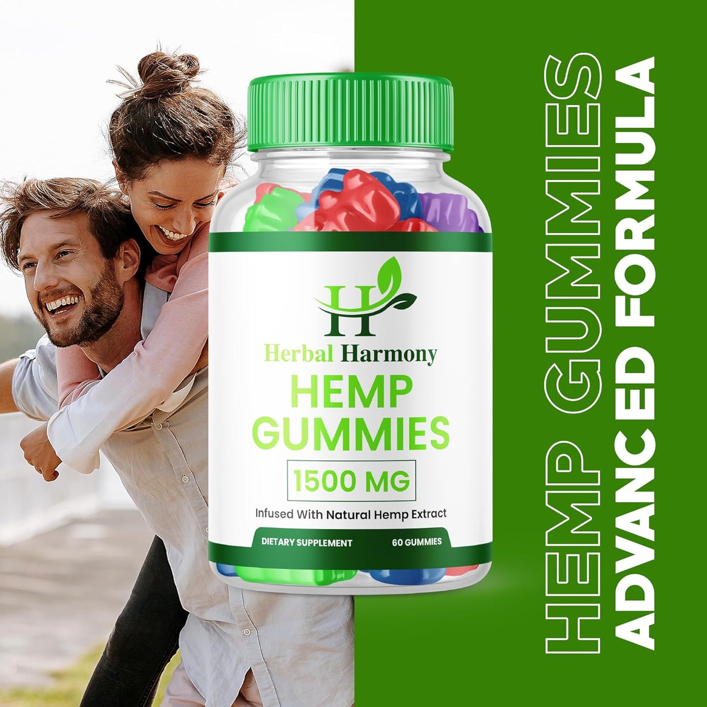 Herbal Harmony metabolism booster Gummies (2 Pack) - 1500mg Maximum Strength Formula - 25mg Per Gummy - Great Taste - 2024 Edition