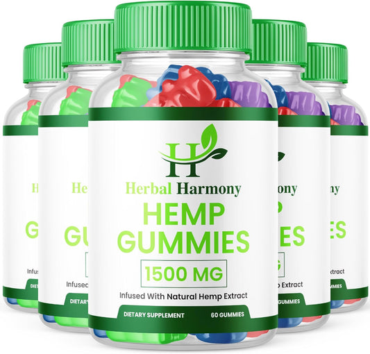 Herbal Harmony metabolism booster Gummies 5 Pack - Maximum Strength Formula 25mg Per Gummy - 1500mg Per Bottle - 300 Gummies - New 2024