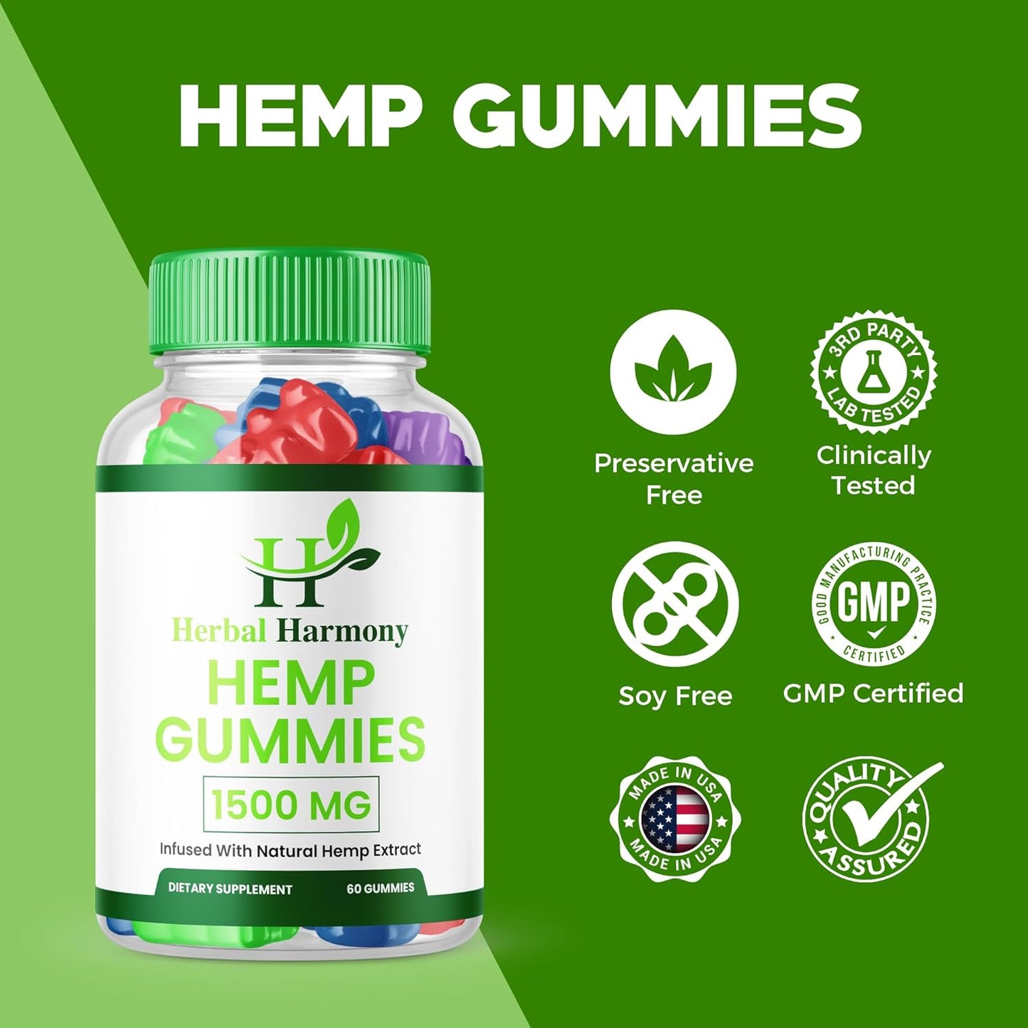 Herbal Harmony metabolism booster Gummies 5 Pack - Maximum Strength Formula 25mg Per Gummy - 1500mg Per Bottle - 300 Gummies - New 2024