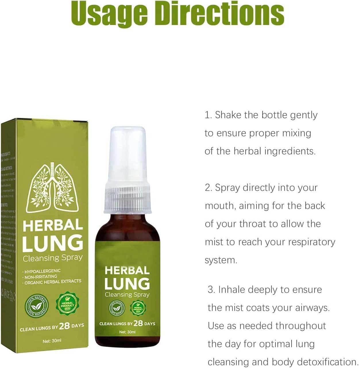 Herbal Lung Cleanse Spray - Natural Breath Detox & Lung Support (5 Pack)