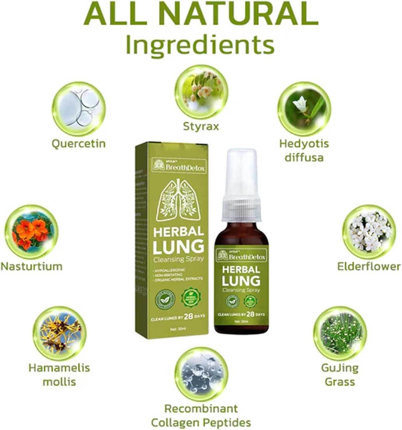 Herbal Lung Cleanse Spray - Natural Breath Detox & Lung Support (5 Pack)