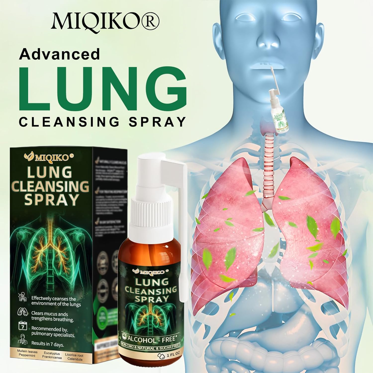 Herbal Lung Cleansing Spray for Natural Lung Support - Advanced Formula (Black, 3PCS)