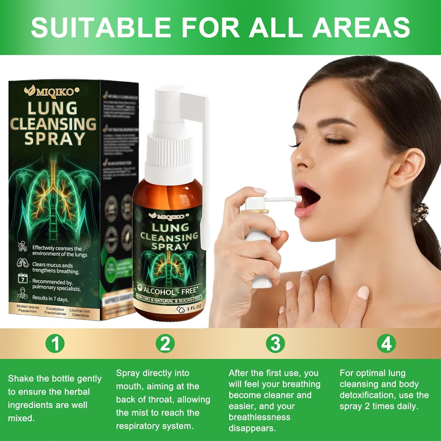 Herbal Lung Cleansing Spray for Natural Lung Support - Advanced Formula (Black, 3PCS)